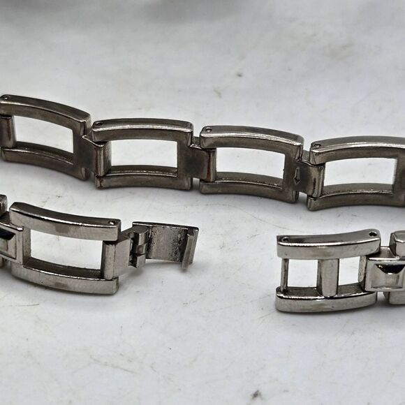 "5/$25" Silvertone Square Link Chain Bracelet - Picture 3 of 10
